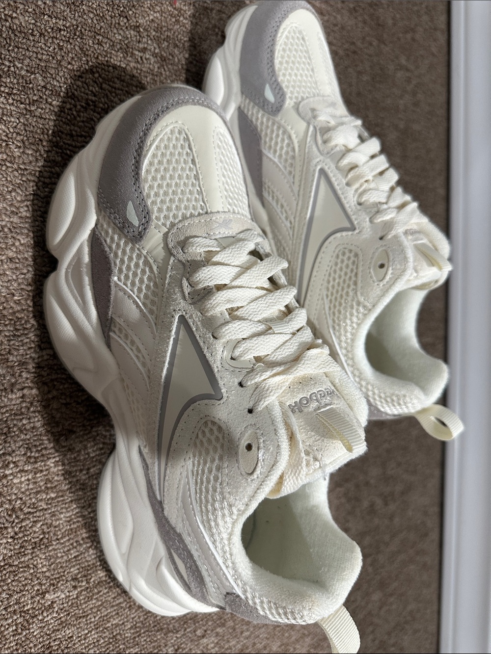 Reebok Women's Cream and Light Gray Sneakers - Picture 2 of 6